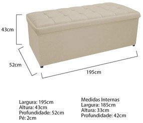 Calçadeira Copenhague 195 cm King Size Suede Bege - ADJ Decor