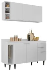 Armário de Cozinha CP12 e Tampo 118cm Pérola M24 Branco     - Mpozenat