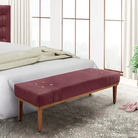 Divã Recamier Banco Base Madeira para Quarto Gênova 195cm Veludo S04 - D'Rossi - Vinho