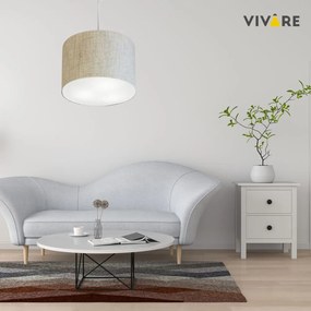 Lustre Pendente Cilíndrico Md-4210 Cúpula em Tecido 30x25cm Rustico Bege - Bivolt