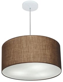 Lustre Pendente Cilíndrico Md-4242 Cúpula em Tecido 45x25cm Café - Bivolt