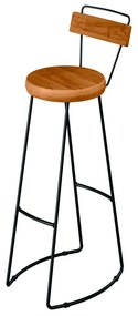 Kit 2 Banquetas com Encosto Estilo Industrial Aurora Peroba - Loja Sheep - Marrom