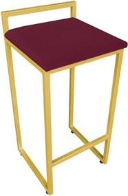 Conjunto 02 Banquetas Pietra Suede Base Dourado D03 - D'Rossi - Vinho