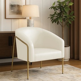 Poltrona Sala Industrial Alta Dourado Stella Sintético PU D03 - D'Rossi - Bege