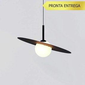 Pendente Viseira Ø39Cm Globo Ø12Cm C/ Rosca Alumínio 1Xg9 - Qimporta P... (BRANCO)