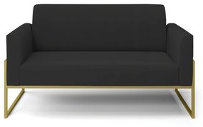 Sofá Namoradeira Base Industrial Alta Dourado Marisa Veludo D03 - D'Rossi - Preto