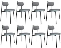 Cadeira de Jantar Estofada Kit 8 Nyka M25 Linho Cinza CL - Mpozenato