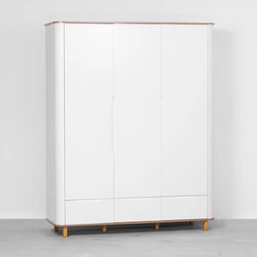 Guarda-Roupa Curvo Nina 3 Portas com Tampo em Cinamomo - Branco
