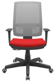 Cadeira Office Brizza Tela Cinza Assento Aero Vermelho RelaxPlax Base Standard 120cm - 63880 Sun House