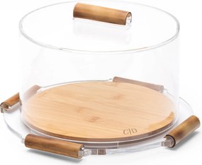 Boleira Redonda Acrílico e Bambu - M  M