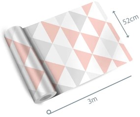Adesivo geométrico triângulo rose cinza e branco