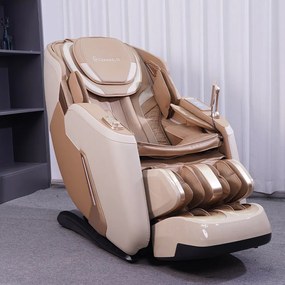 Poltrona Elétrica 3D Stark com Massagem Aquecimento Bivolt Reclinação Gravidade Zero Controle LCD Touch PU Bege G94 - Gran Belo