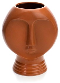 Vaso Decorativo Rosto em Cerâmica Terracota 18x14 cm - D'Rossi