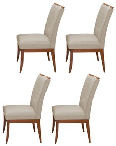 Conjunto 4 Cadeiras Sala de Jantar Lana Linho/Poliester Bege