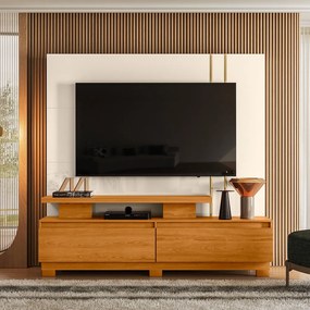Estante de TV 75 Pol 183cm com Pé Sala Belora M20 - D'Rossi - Cinamomo e Off White