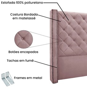 Cabeceira Cama Box Casal 140 cm Vicenza Veludo S04 - D'Rossi - Lilás