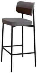 Banqueta Alta Bar Estofada Ella M25 Linho Cinza/Marrom - Mpozenato