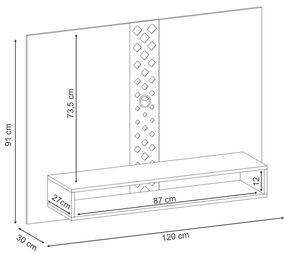 Painel Suspenso Decorativo Form TV até 47 Pol Cinamomo/Off White G26 - HB Móveis