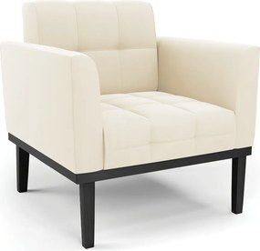 Poltrona Decorativa Karen Pés Fixo em Madeira Preto Veludo Bege G19 - Gran Belo