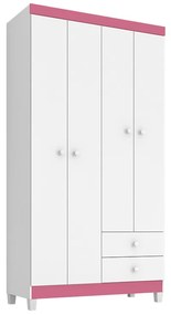 Guarda Roupa Infantil Baby Kids 4 Portas 2 Gavetas Branco Flex - Incorplac - Branco