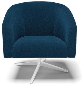 Poltrona Decorativa Giratória Cromada Stella Bouclê D03 - D'Rossi - Azul