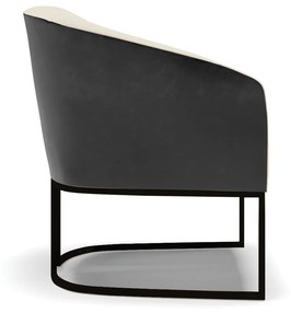 Poltrona Decorativa Industrial Preto Stella Preto/Linho Bege D03 - D'Rossi