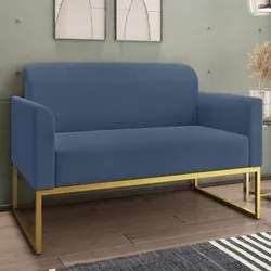 Kit Namoradeira e 1 Poltrona Decorativa Base Industrial Dourada Maress