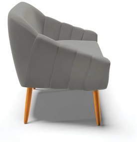 Namoradeira 02 Lugares Giovana Suede Pés Palito Castanho - D'Rossi - Grafite