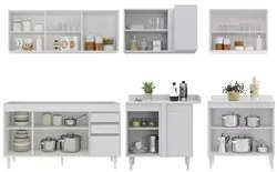 Armário de Cozinha Modulado de Canto 6 Peças CP31 Balcão sem Tampo Bra