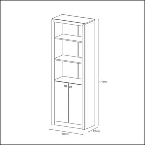 Armário Estante Livreiro 2 Portas 2 Prateleiras Branco