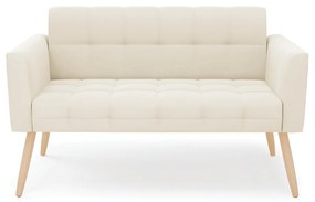 Sofá Namoradeira Elisa Veludo Bege Pés Palito Natural - D'Rossi