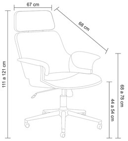 Cadeira de Escritório Home Office Decorativa Casemiro PU c/Regulagem de Altura Base Giratória Marrom G56 - Gran Belo
