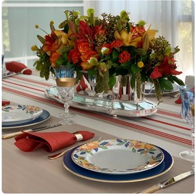 Centro de Mesa Clássico Cordão Palha e Présentoir C/ Espelho St James - Prata  Prata