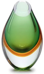 Gota Baixa Bicolor Verde com Âmbar Murano Cristais Cadoro