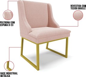 Cadeira Sala de Jantar Industrial Dourado Liz Bouclê D03 - D'Rossi - Rose