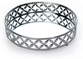 Bandeja Decorativa Redonda P em Metal Prata com Espelho 5x20 cm - D'Rossi
