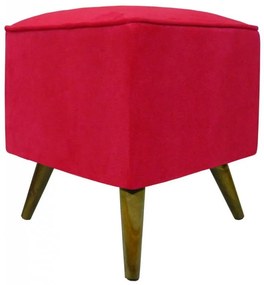 Puff Quadrado Modena Sigma em Suede com Pés Palito Inclinado - Vermelho