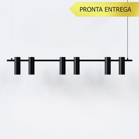 Pendente Tube Transpass Em Par 5,7X16,7X120Cm Alumínio 06Xmr16 - Qimpo... (PRETO)
