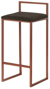Banqueta Decorativa Jasmine Base Bronze Suede Marrom G41 - Gran Belo