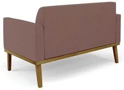 Sofá Namoradeira e 2 Poltronas Base Madeira Castanho Maressa Veludo Ro