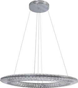 Pendente Led Cristal K9 E Metal Cromado 50W 3000K Glaces