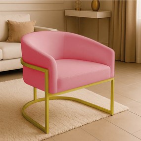 Poltrona Sala Decorativa Industrial Dourada Arielle Suede - Rose
