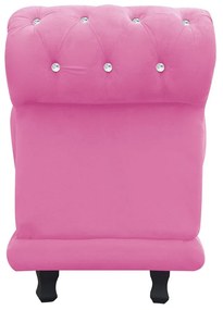 Recamier Barcelona Namoradeira Calçadeira Suede Rosa Bebê com strass D'Rossi
