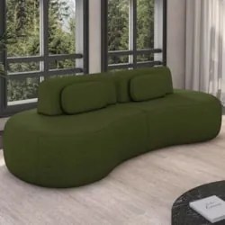 Sofá 4 Lugares 280cm Orgânico Mellanie Linho Verde Z32 - Mpozenato