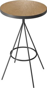 Mesa Bistrô Alta Redonda Cozinha Industrial Pé Aço Dhalia PU S02 - D'Rossi - Caramelo