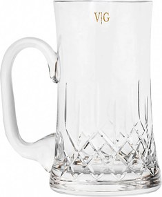 Caneca Chopp C/ Alça Lapidado Artesanalmente - Incolor  Incolor - 01