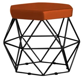 Puff Decorativo Base Preta Elsa Suede Telha G41 - Gran Belo