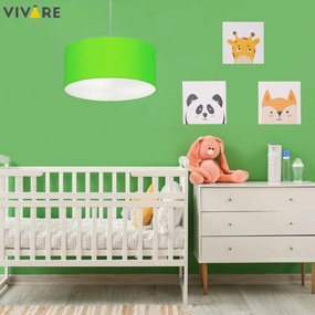 Lustre Pendente Cilíndrico Md-4099 Cúpula em Tecido 40x25cm Verde Limão - Bivolt