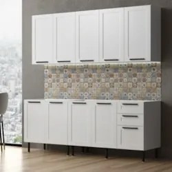 Armário Cozinha 4 Peças Balcão Para Pia CP6A Zaya Branco T01 - Mpozena