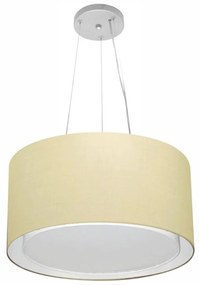 Lustre Pendente Cilíndrico Duplo Md-4123 Cúpula em Tecido 40x25cm Algodão Crú - Bivolt